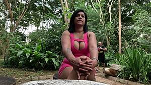 Running in park, pussy dripping honey everywhere.