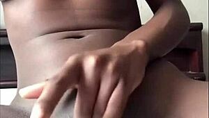 Petite beauty chilling solo in her space