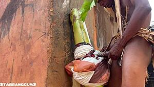 chubby young ranch girl tries stronger toys in country setting