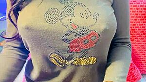 I hid a camera and caught her masturbating her natural tits and pussy 😏