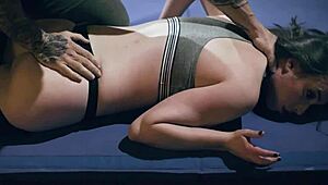 Casey Calvert gets her ass pounded hard by Derrick Pierce after intense wrestling match.