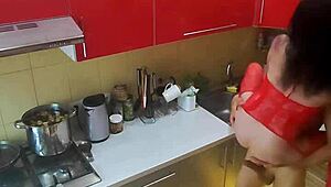 Hidden Cam in Kitchen Captures Rough Milf Action!