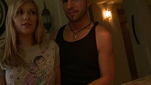 18-year-old blonde nicole ray fucks her big cock boyfriend in stockings and heels 😍