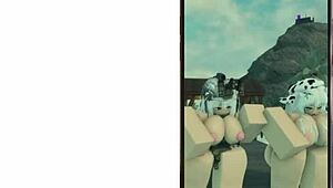 Cute Military Girl And Cow Girl Perform Sexy Dance In Roblox