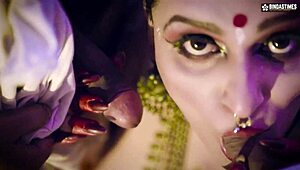 Unbelievable! Big Boobs Milf Masters Kamasutra Threesome with Servants!