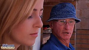 Beautiful Teen Sucks Grandpa Outdoor in Wild Action! Old Man Drives Dick Deep Into Her Tight Pussy