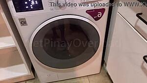 POV of Wet Pinay in School Uniform Washing After Filming Videos