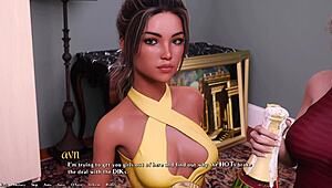 short haired brunette with small tits sucking big white cock as busty blonde watches and touches herself