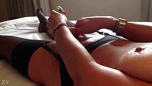 Getting off with dildo 737 lingerie enjoying it