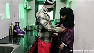 indian muslim couple gets steamy as hot wife in burqa is taken in kitchen