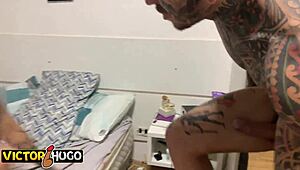Moaning on that big tattooed cock bareback?