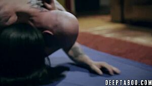 Casey Calvert gets her ass pounded hard by Derrick Pierce after intense wrestling match.