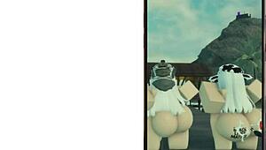 Cute Military Girl And Cow Girl Perform Sexy Dance In Roblox