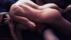 horny french mature gets huge cumshot on couch.