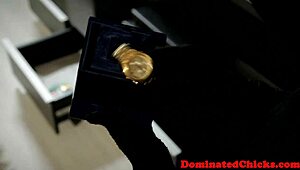 Restrained thief babe faces maledom domination