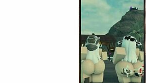 Cute Military Girl And Cow Girl Perform Sexy Dance In Roblox