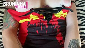 in pov, greluda fucks without condom and films everything up close, continuing on red.