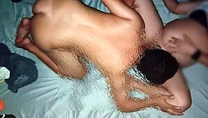 In the dorm, this asian chubby mom and her roommate started having sex, exploring each other's bodies.