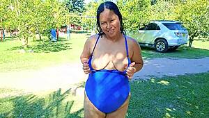  venezuelan slut loves outdoor fucking at medellín camp with cuckold husband.