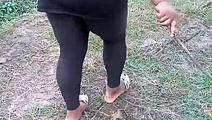 Pretty Girl with Big Tits Gets Lost and Fucked in the Bush