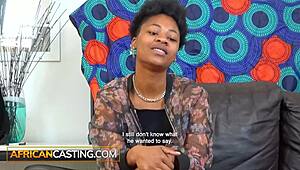 Ebony bikini model pussy wrecked at outdoor casting interview