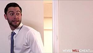 Old Cheating Cougar Bangs Young Employee with Fake Tits to Save His Job. She Craves That Big Cock!