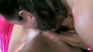 Blonde with Fake Breasts Sets Up Brunette for Fucking