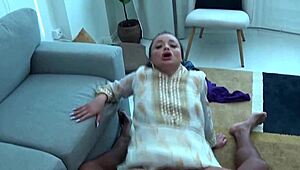 Big black cock fucked arab milf in front of her husband, bent over doggystyle.