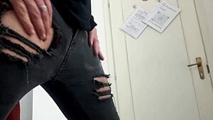 Ansima Strips Slowly, Rubs on Stool, and Cums Hard with Big Italian Cock