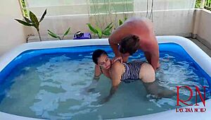 man, watch regina noir dominate underwater with rough sex and sucking in the pool, part 3