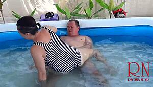 man, watch regina noir dominate underwater with rough sex and sucking in the pool, part 3