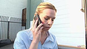 A Stunning Lesbian Blonde Comforts Another In Parking Lot