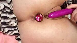 Candid Sandra Plays Solo with Her New Princess Butt Plug.