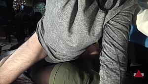 Filipina Assjob and Thigh Fuck with Pre-Cum on Green Shorts