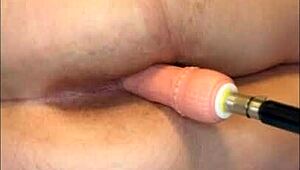 Sexy pale skin pawg takes fuck machine from all angles