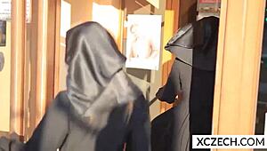 Crazy Catholic nuns clash with monster in wild tittyholes scene at xczech com! 😱