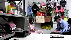 Tattooed Milf in Corset Striptease Fingering Small Tits Blowjob in Office