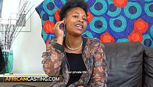 Ebony bikini model pussy wrecked at outdoor casting interview