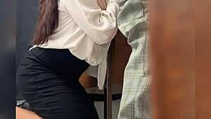 Look at this chubby Mexican teacher banging her student behind classroom door