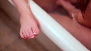 Lesbians Rilee Marks and Alice March Finger and Lick in Hotel Bathtub