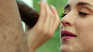 Exotic babe slurps BBC and takes doggystyle pounding!