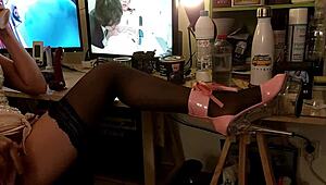 White Slut Fuck in Satin Panties and Black Corset Doggy Style Pants Fuck!