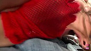 Slutty brunette in high heels orgasms from rough sex and dirty talk.