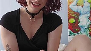 Trans girlfriend dildos her fat ass and cums!