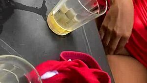 Brazilian Beauty Flirts in Public Bar with Married Man