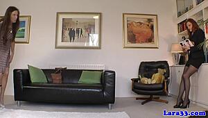 British Milfs In Lingerie Engage In Glamour Lesbian Fingering And Licking