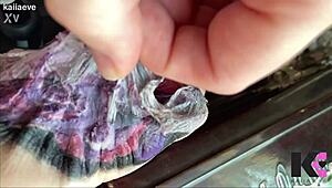 Slow motion fresh tattoo second skin peel with alternative fetish babe