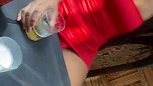 Brazilian Beauty Flirts in Public Bar with Married Man