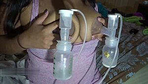 milf with big lactating tits gets pumped and milked real good