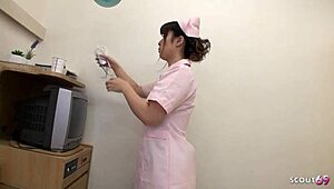 Japanese nurse gives blowjob and titfuck to patients in hospital